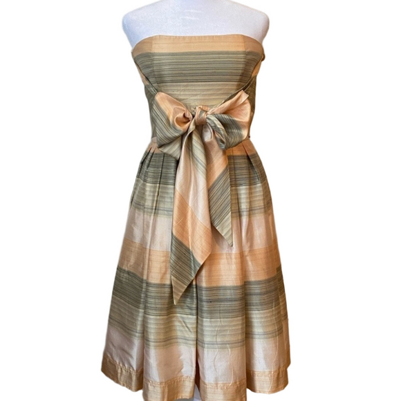 Armani Collezioni Dresses & Skirts - Armani Collezioni Silk Taffeta Strapless Cocktail Dress Peach Tan Size 4
